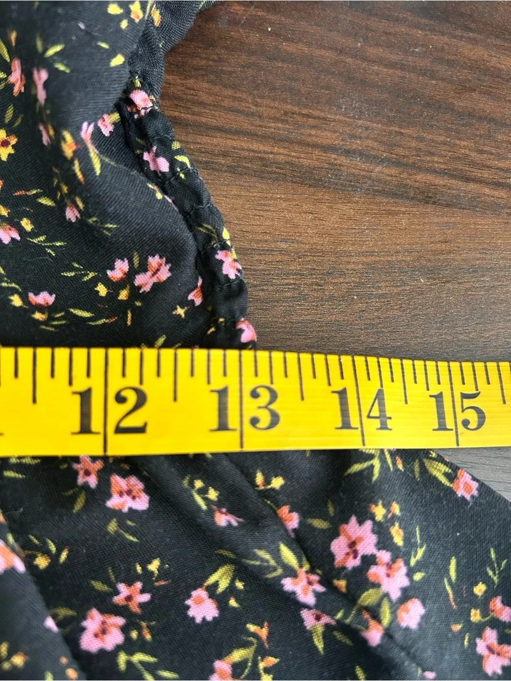 Button-Front Floral Peplum Blouse - Black with Pink & Yellow Flowers